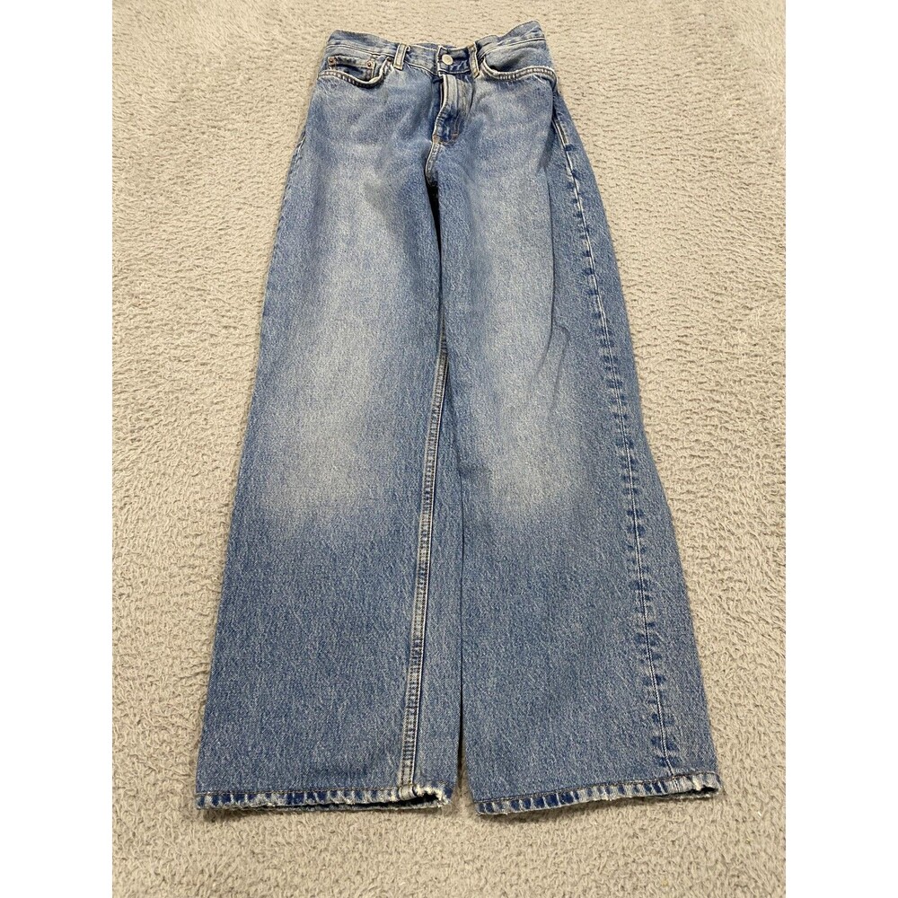 COS Jeans Womens 24 Light Blue High Rise Wide Leg Relaxed Cotton Denim Turkey